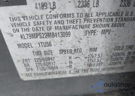 2021 Chevrolet Trailblazer Fwd Lt z USA, uszkodzony, nr VIN KL79MPS22MB113099